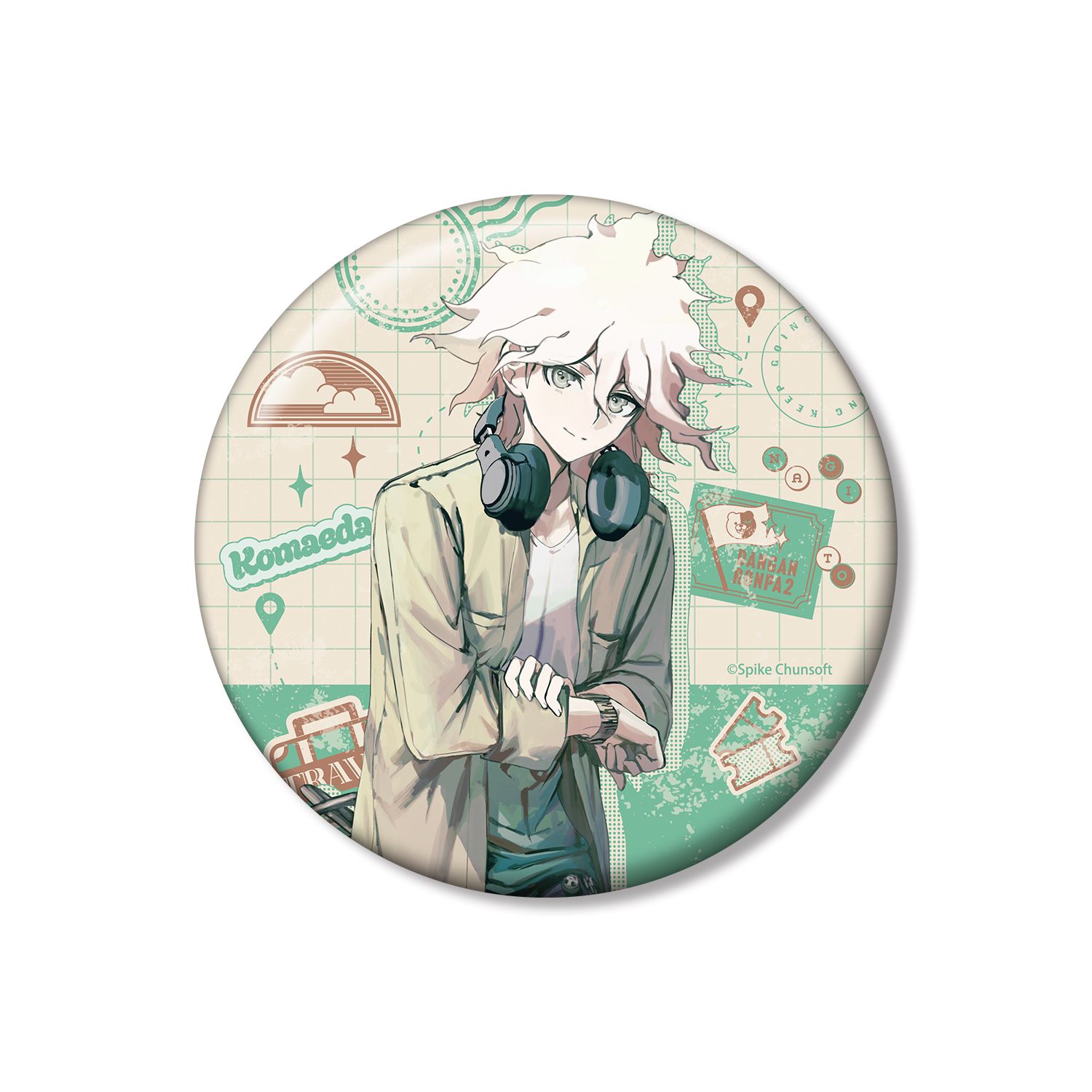 ダンガンロンパシリーズ 緜さんイラスト 狛枝凪斗 私服で旅行ver. 100mm缶バッジ - AniSmile