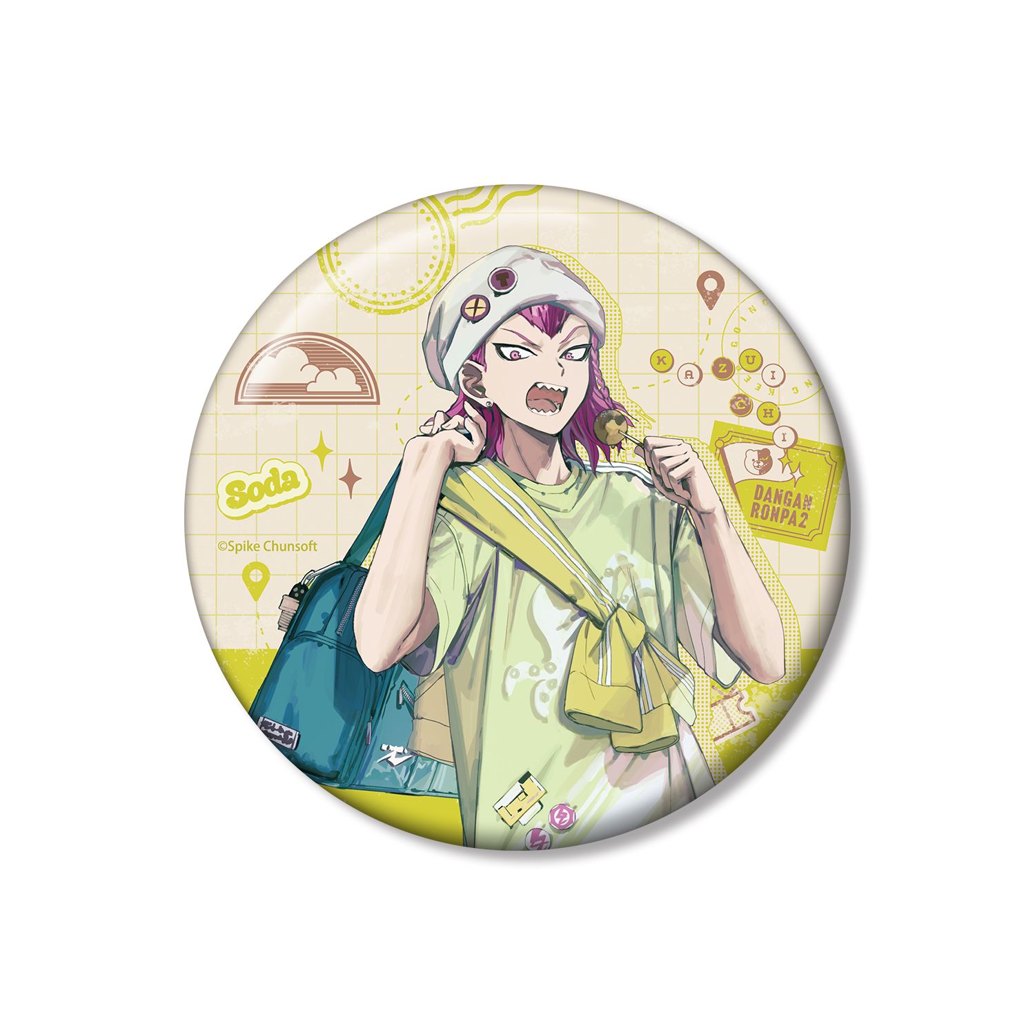 ダンガンロンパシリーズ 緜さんイラスト 左右田和一 私服で旅行ver. 100mm缶バッジ - AniSmile