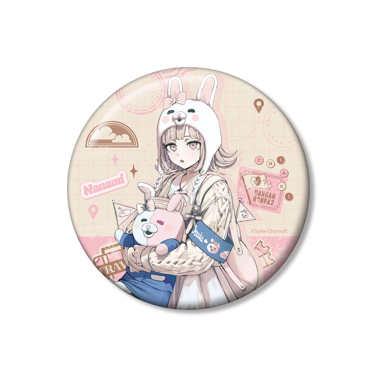 ダンガンロンパシリーズ 緜さんイラスト 七海千秋 私服で旅行ver. 100mm缶バッジ - 公式商品画像 | AniSmile