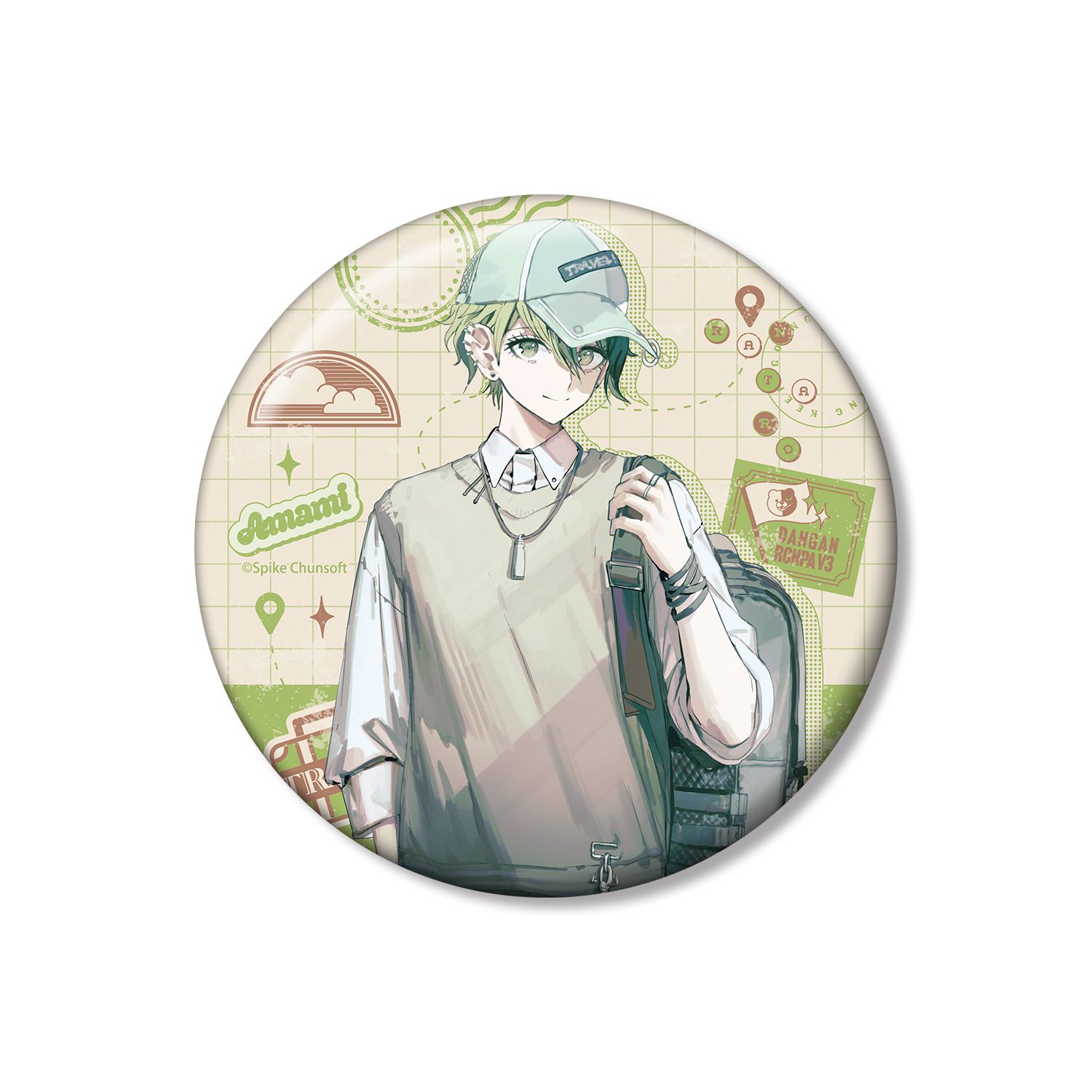 ダンガンロンパシリーズ 緜さんイラスト 天海蘭太郎 私服で旅行ver. 100mm缶バッジ - AniSmile