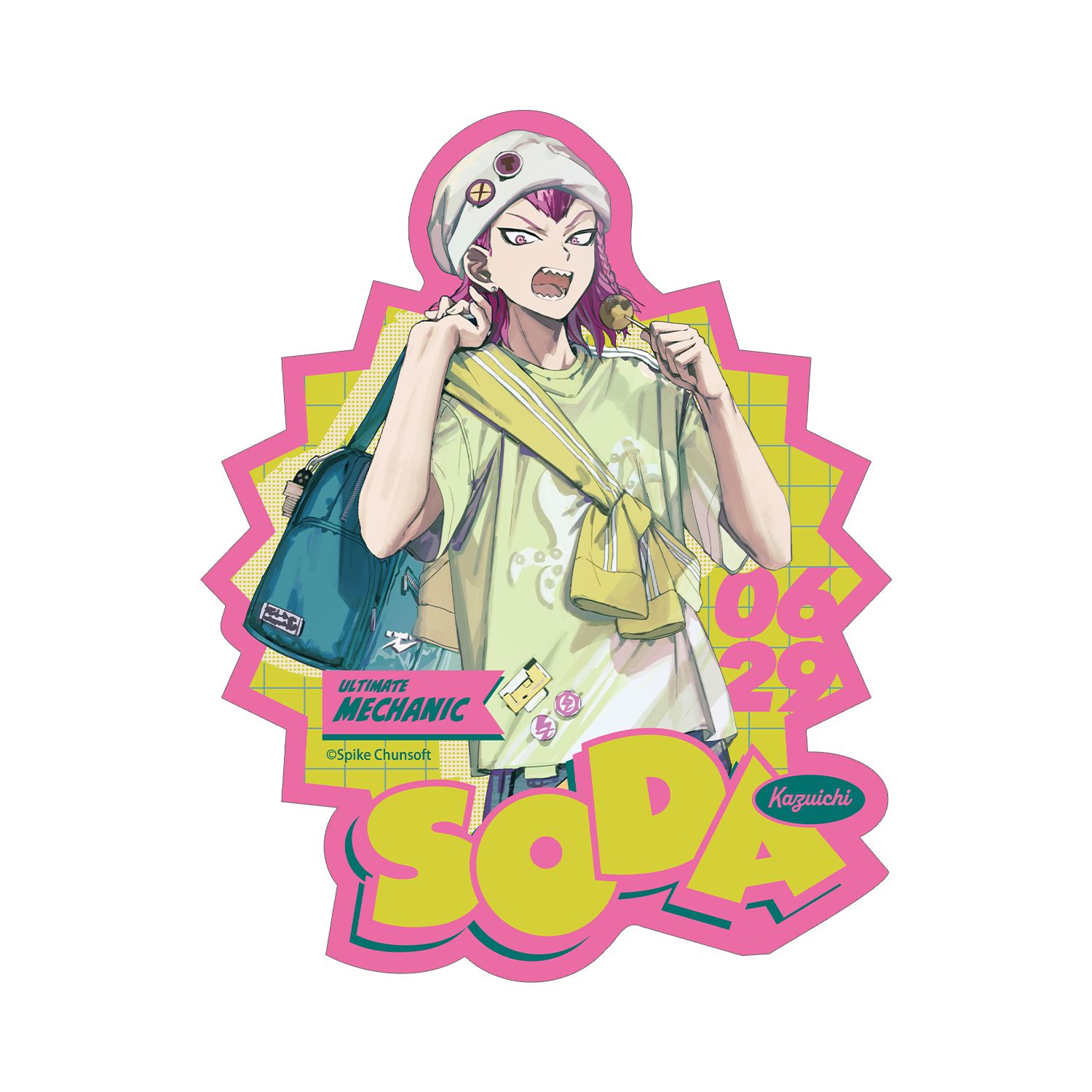 ダンガンロンパシリーズ 緜さんイラスト 左右田和一 私服で旅行ver. ダイカットステッカー - AniSmile