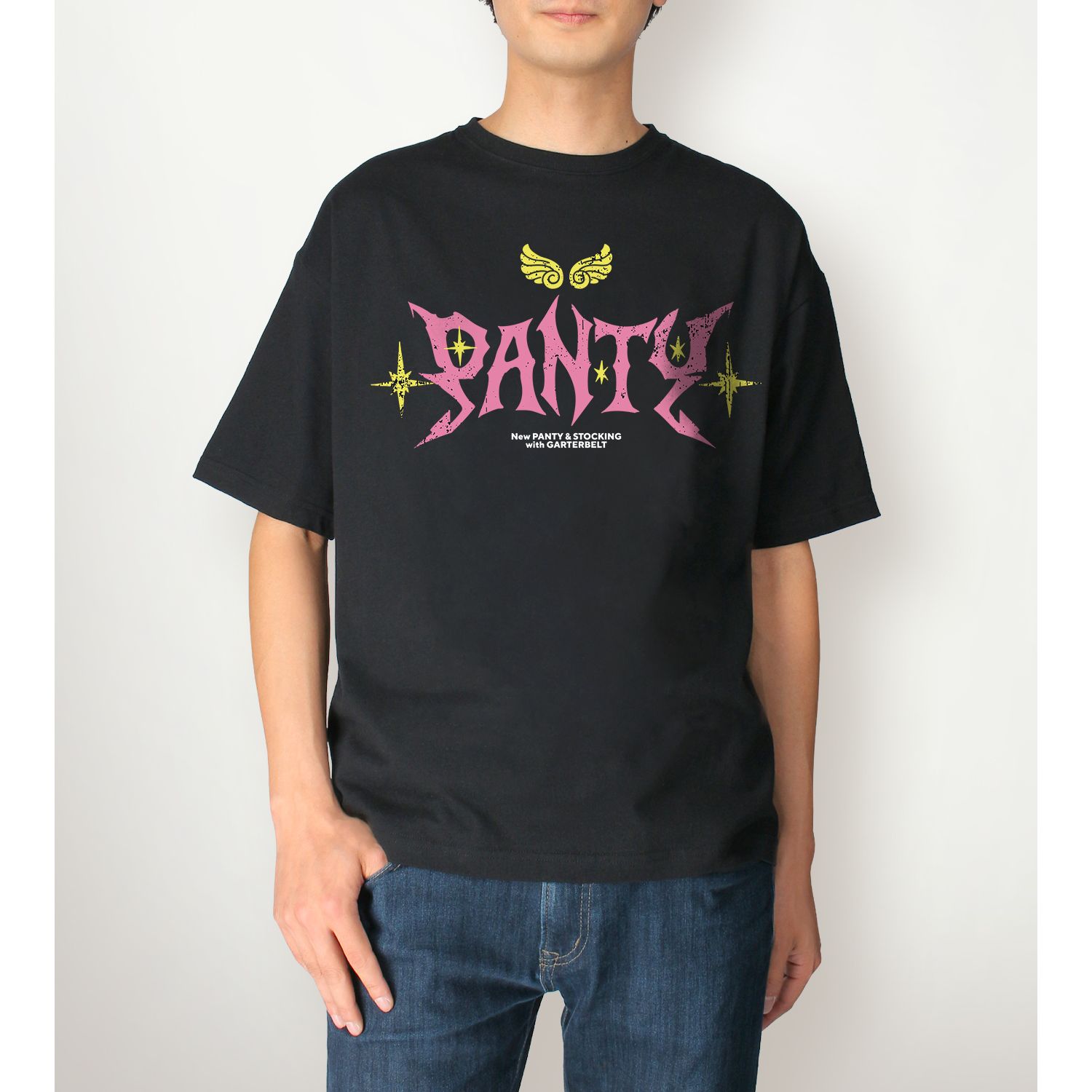 『New PANTY & STOCKING with GARTERBELT』 描き下ろし パンティ モデルver. 着用BIGシルエットTシャツ Bユニセックス(サイズ/S) 画像 4 | AniSmile