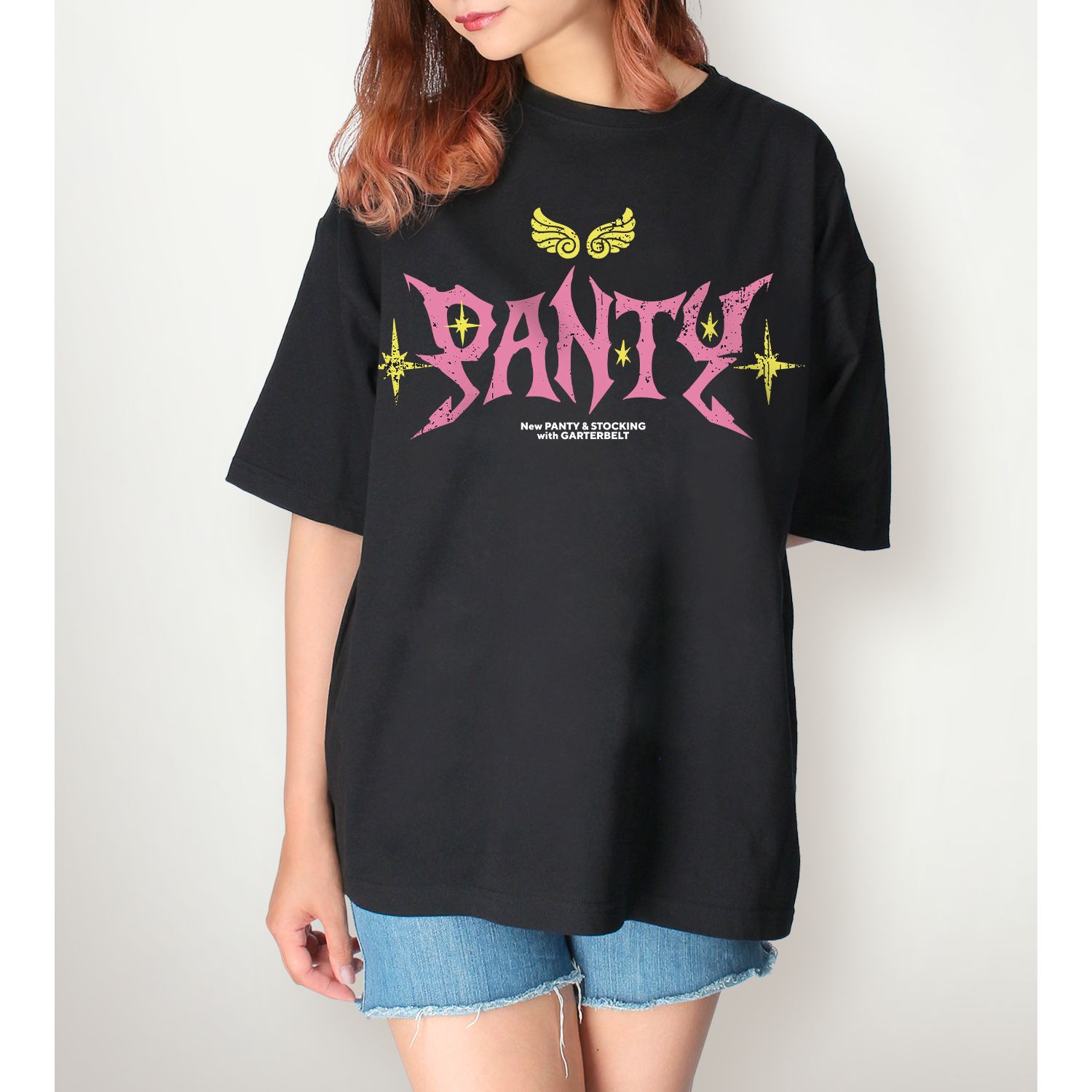 『New PANTY & STOCKING with GARTERBELT』 描き下ろし パンティ モデルver. 着用BIGシルエットTシャツ Bユニセックス(サイズ/XL) 画像 5 | AniSmile