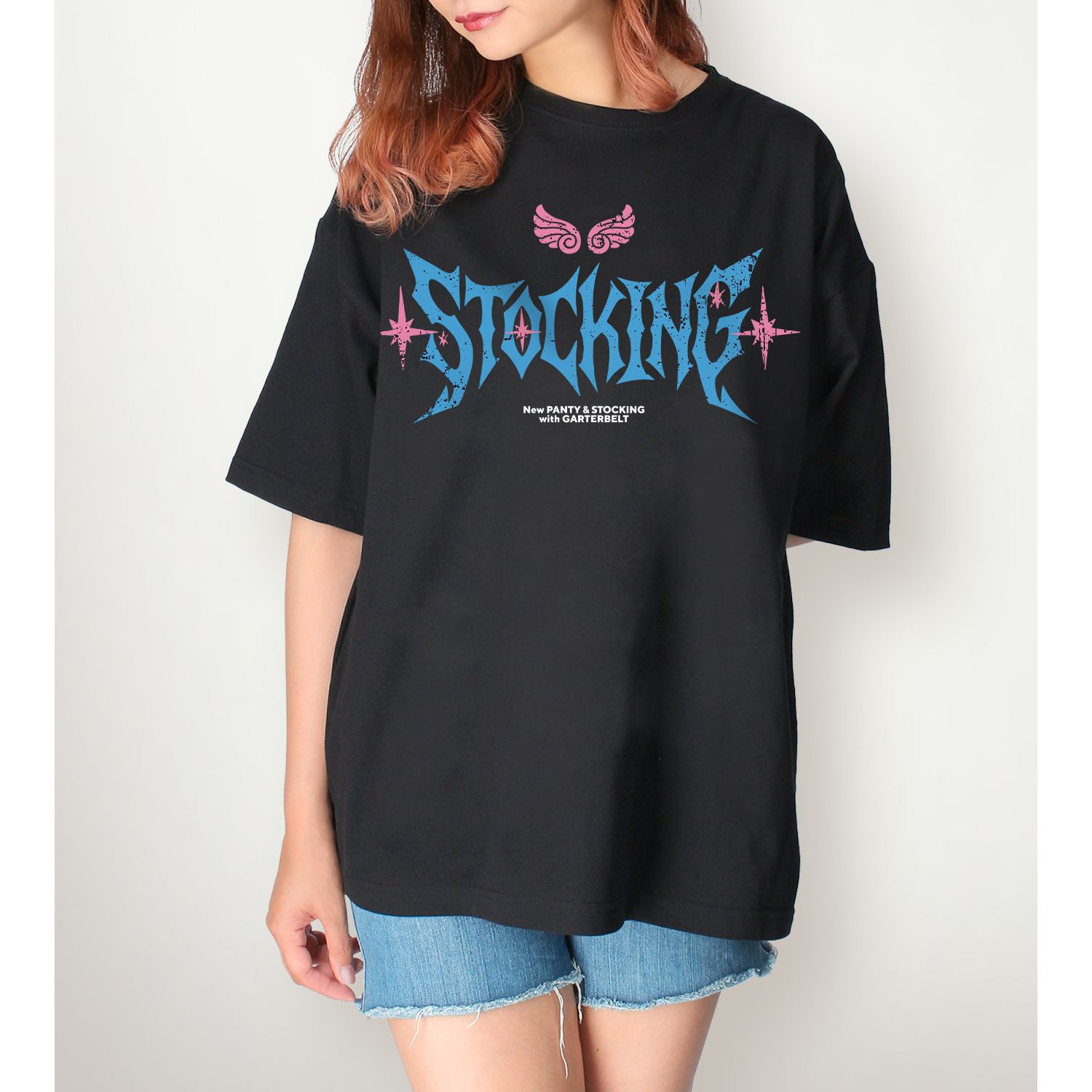 『New PANTY & STOCKING with GARTERBELT』 描き下ろし ストッキング モデルver. 着用BIGシルエットTシャツ Bユニセックス(サイズ/S) 画像 5 | AniSmile