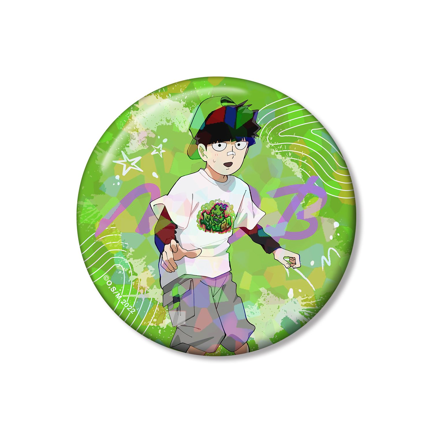 モブサイコ100 Ⅲ 描き下ろし 影山茂夫 ストリートスポーツver. 76mmホログラム缶バッジ - AniSmile