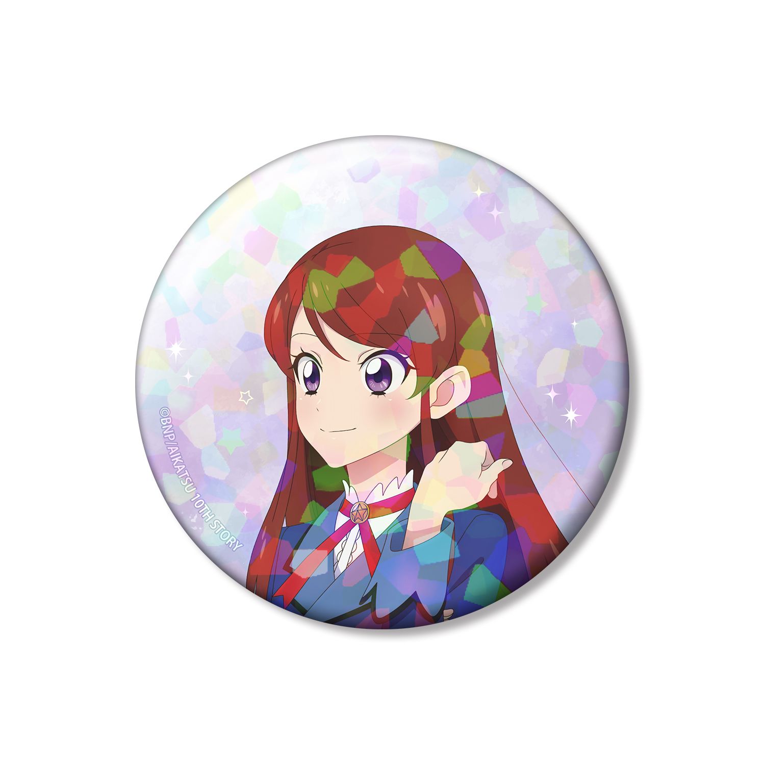 アイカツ! 10th STORY ~未来へのSTARWAY~ 描き下ろし 紫吹 蘭 歩みver. 75mmホログラム缶バッジ - 公式商品画像 | AniSmile