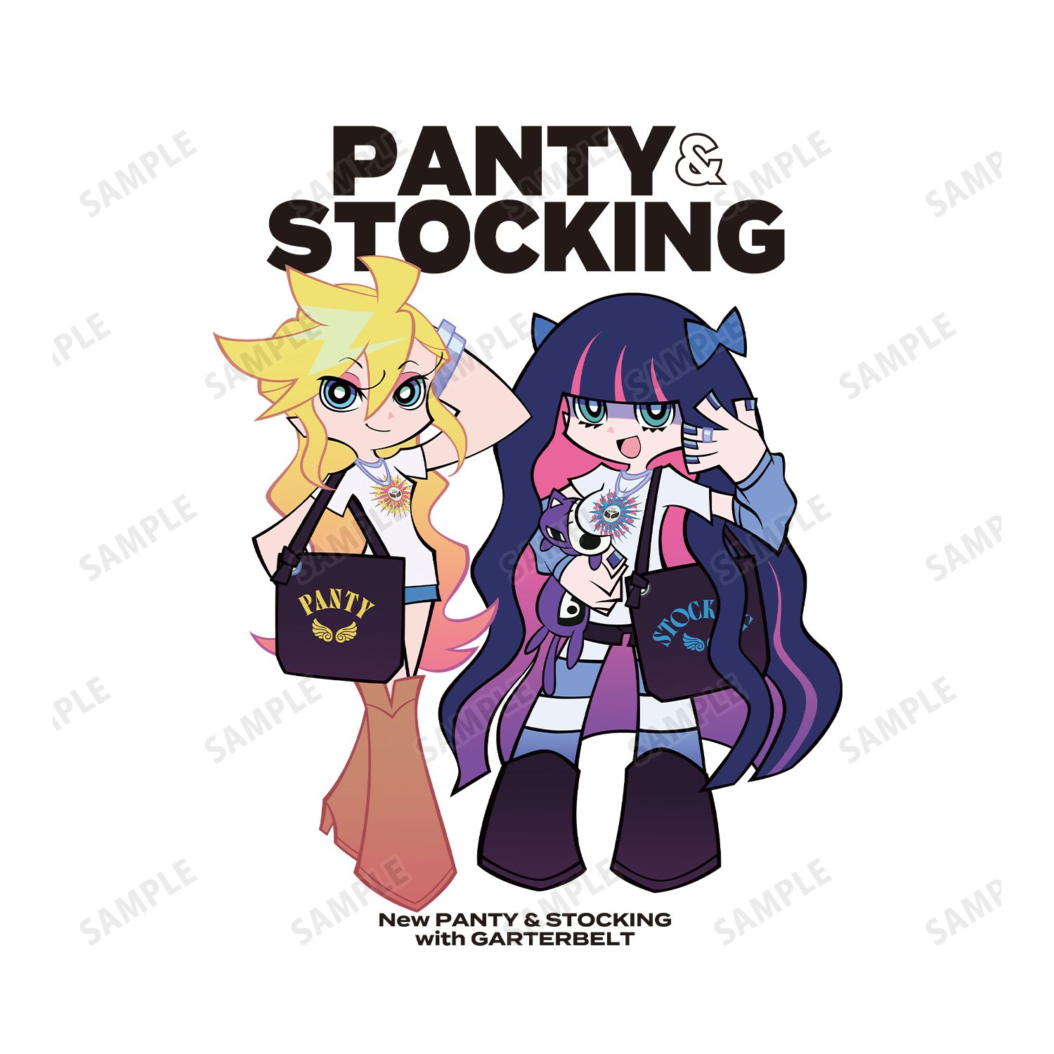 『New PANTY & STOCKING with GARTERBELT』 描き下ろし パンティ&ストッキング モデルver. BIGシルエットTシャツ ver.Aユニセックス(サイズ/S) 画像 3 | AniSmile