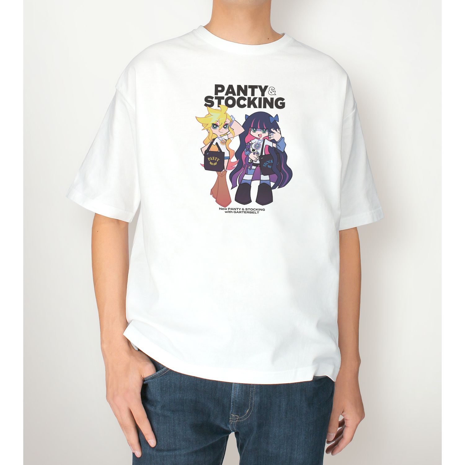 『New PANTY & STOCKING with GARTERBELT』 描き下ろし パンティ&ストッキング モデルver. BIGシルエットTシャツ ver.Aユニセックス(サイズ/M) 画像 4 | AniSmile