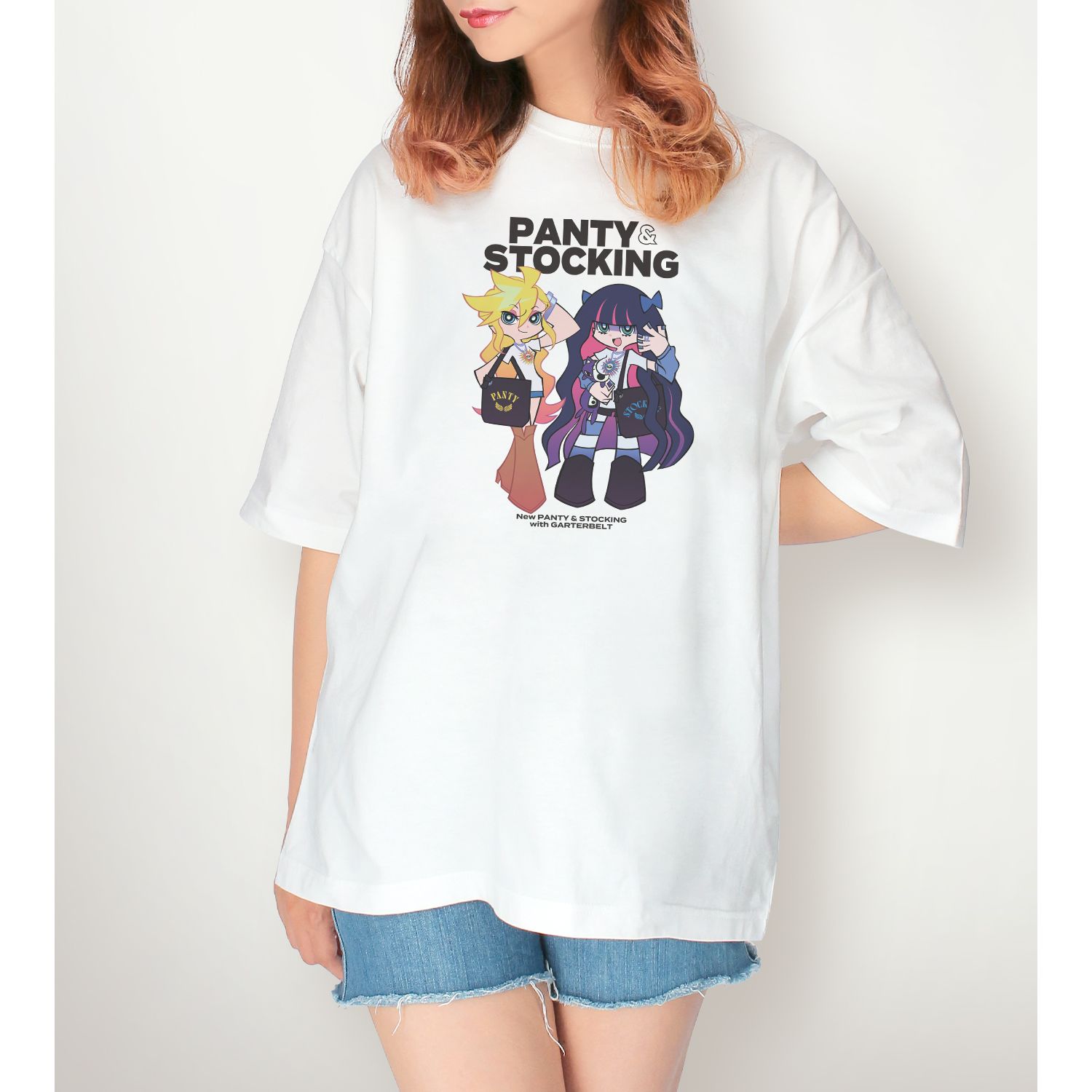 『New PANTY & STOCKING with GARTERBELT』 描き下ろし パンティ&ストッキング モデルver. BIGシルエットTシャツ ver.Aユニセックス(サイズ/M) 画像 5 | AniSmile