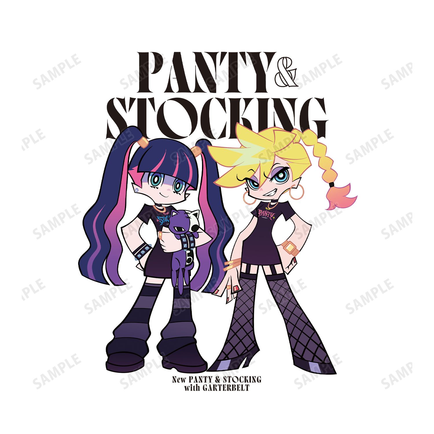『New PANTY & STOCKING with GARTERBELT』 描き下ろし パンティ&ストッキング モデルver. BIGシルエットTシャツ ver.Bユニセックス(サイズ/S) 画像 3 | AniSmile