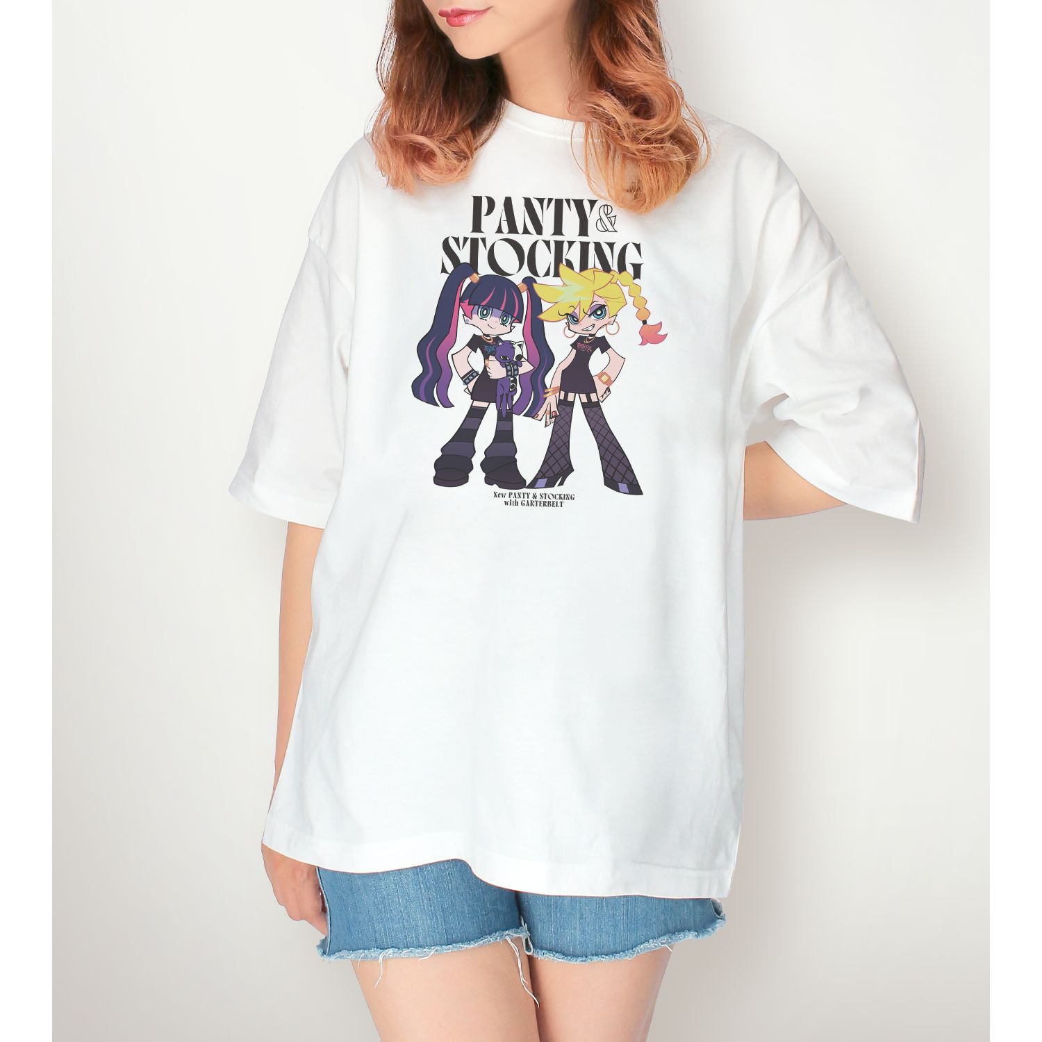 『New PANTY & STOCKING with GARTERBELT』 描き下ろし パンティ&ストッキング モデルver. BIGシルエットTシャツ ver.Bユニセックス(サイズ/S) 画像 5 | AniSmile