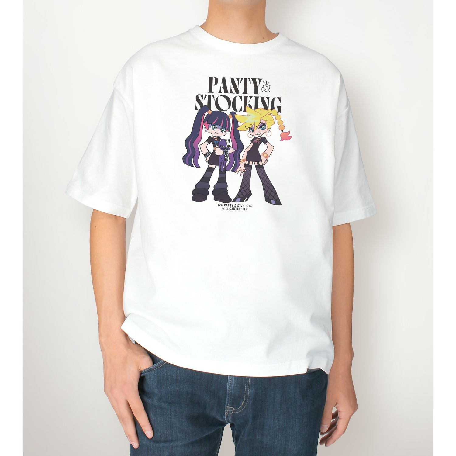 『New PANTY & STOCKING with GARTERBELT』 描き下ろし パンティ&ストッキング モデルver. BIGシルエットTシャツ ver.Bユニセックス(サイズ/XL) 画像 4 | AniSmile