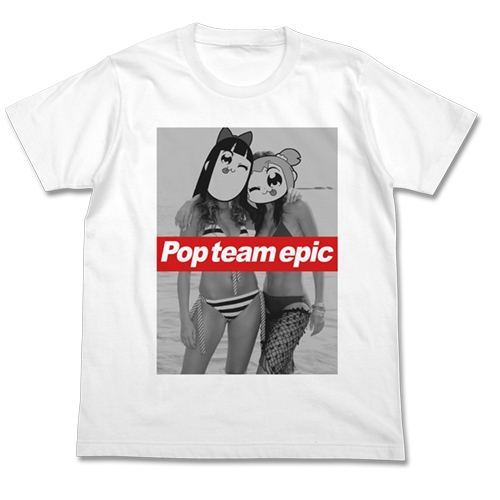 ポプテピピック ポプ子&ピピ美 水着Ver. Tシャツ/WHITE-M - 公式商品画像 | AniSmile