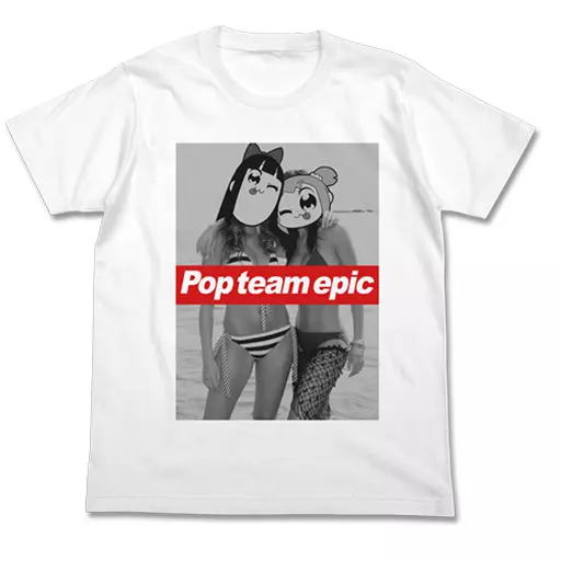 ポプテピピック ポプ子&ピピ美 水着Ver. Tシャツ/WHITE-L - 公式商品画像 | AniSmile