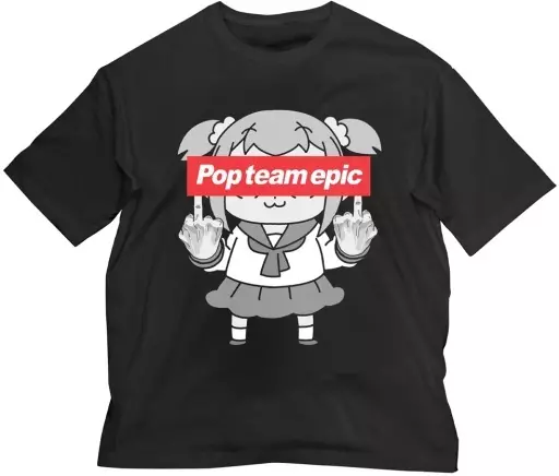 ポプテピピックの行列ができる ビッグシルエットTシャツ/BLACK-XL - 公式商品画像 | AniSmile