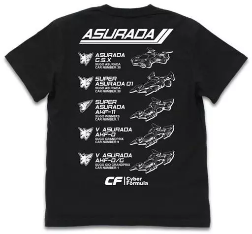 新世紀GPXサイバーフォーミュラ 歴代アスラーダ Tシャツ/BLACK-M - 公式商品画像 | AniSmile