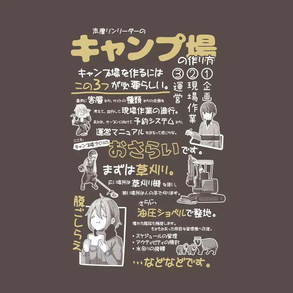 映画ゆるキャン△ キャンプ場の作り方 Tシャツ/CHARCOAL-XL 画像 2 | AniSmile
