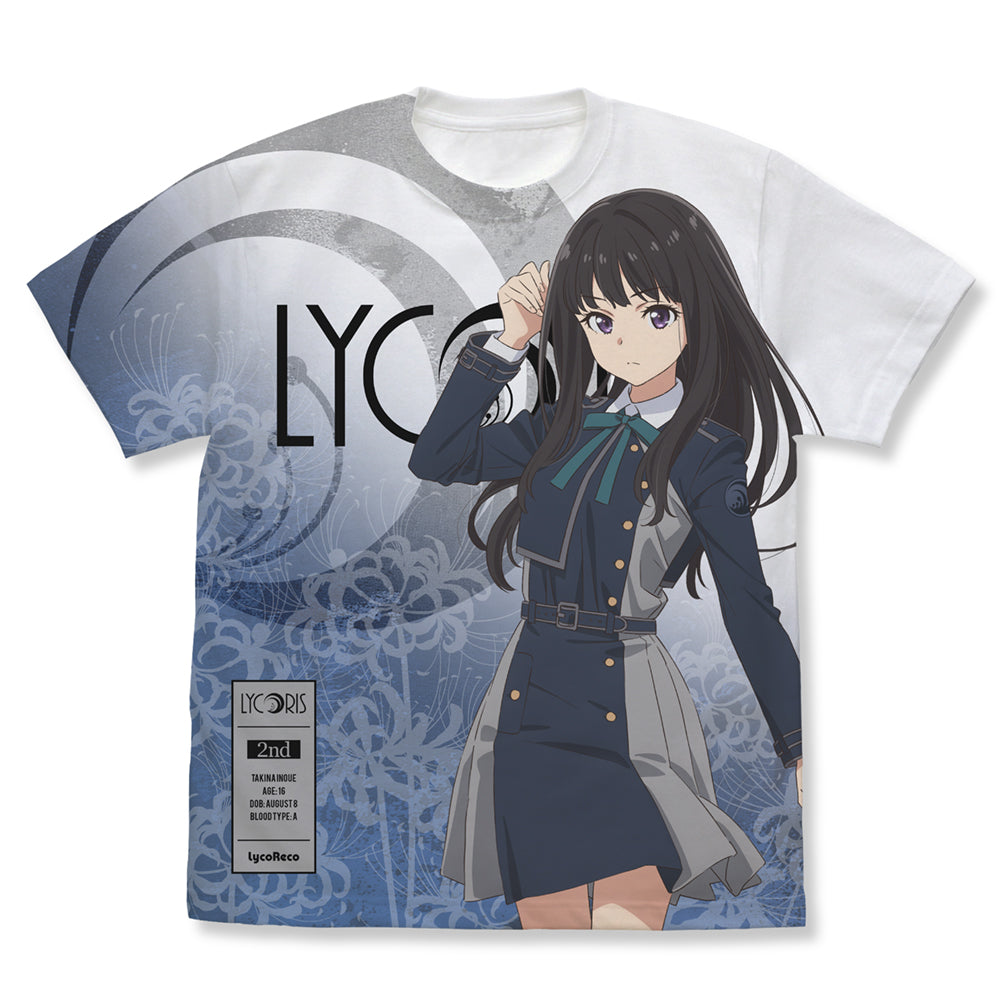 リコリス・リコイル 井ノ上たきな フルグラフィックTシャツ/WHITE-S - official product image | AniSmile