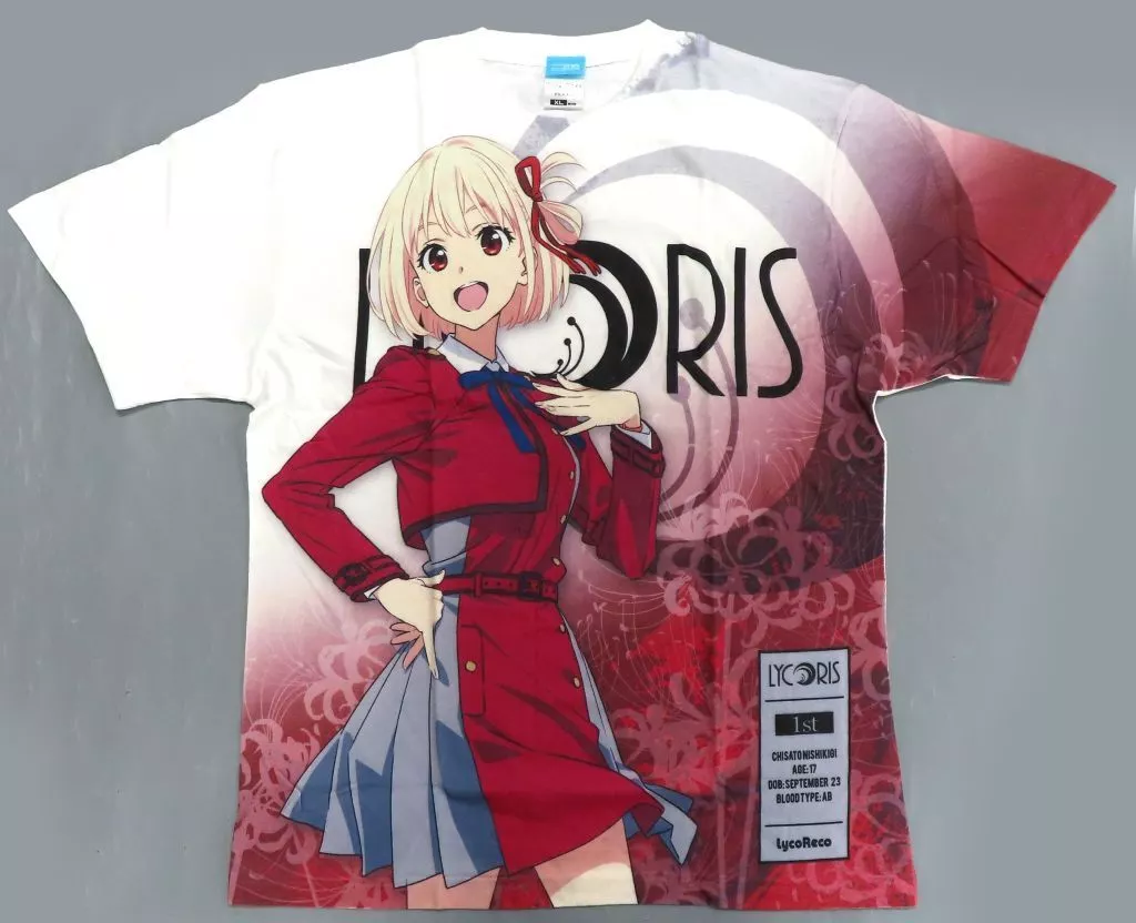 リコリス・リコイル 錦木千束 フルグラフィックTシャツ/WHITE-XL - official product image | AniSmile