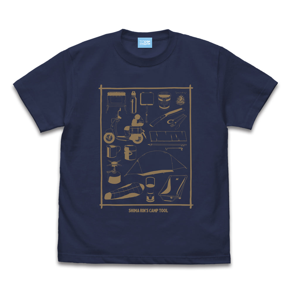 ゆるキャン△ 志摩リン キャンプツール Tシャツ/INDIGO-S - AniSmile