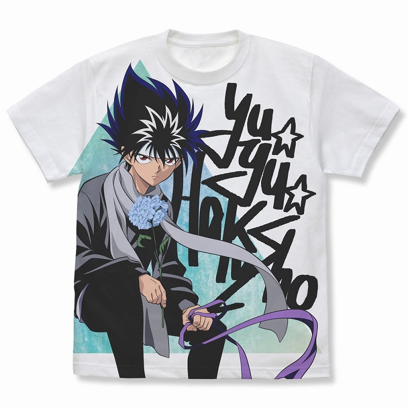 幽☆遊☆白書 描き下ろし 飛影 フルグラフィックTシャツ 花束Ver./WHITE-XL - 公式商品画像 | AniSmile