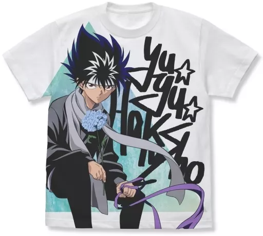 幽☆遊☆白書 描き下ろし 飛影 フルグラフィックTシャツ 花束Ver./WHITE-M - 公式商品画像 | AniSmile