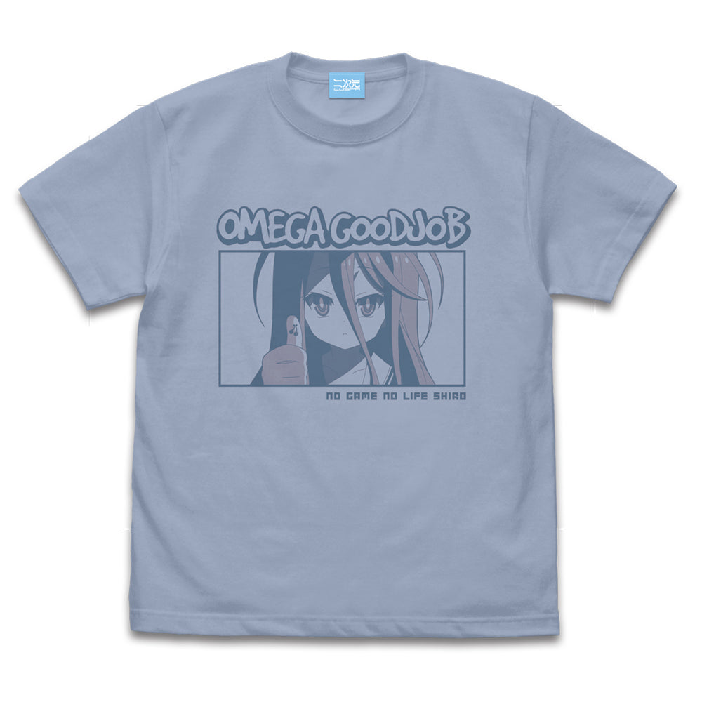 ノーゲーム・ノーライフ 「白」の「オメガぐっじょぶ」ウインドウ Tシャツ/ACID BLUE-S - 公式商品画像 | AniSmile