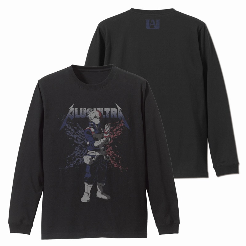 TVアニメ『僕のヒーローアカデミア』 轟焦凍 袖リブロングスリーブTシャツ/BLACK-M - 公式商品画像 | AniSmile