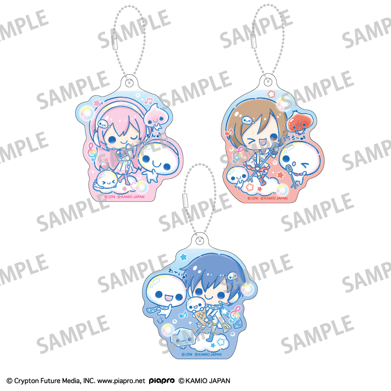 初音ミク×ぷくぷくあわわちゃん アクリルキーホルダーセット 巡音ルカ・MEIKO・KAITO - 公式商品画像 | AniSmile