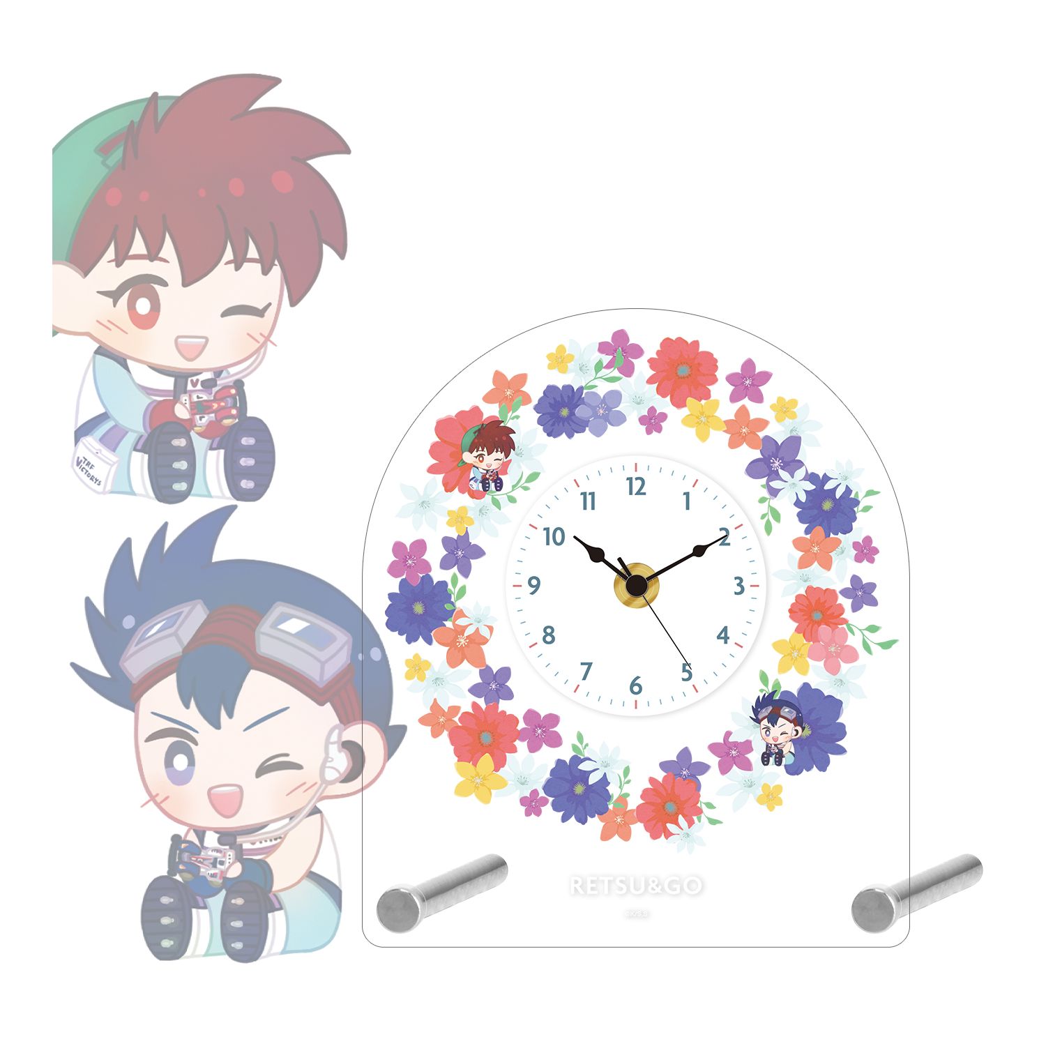 TVアニメ「爆走兄弟レッツ&ゴー!!」 星馬 烈&星馬 豪 Botania アクリルスタンド時計 - 公式商品画像 | AniSmile