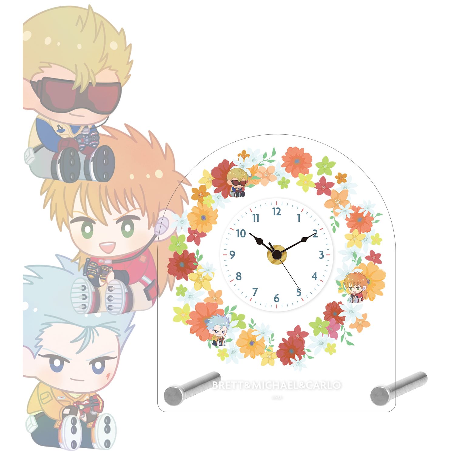TVアニメ「爆走兄弟レッツ&ゴー!!」 ブレット&ミハエル&カルロ Botania アクリルスタンド時計 - 公式商品画像 | AniSmile