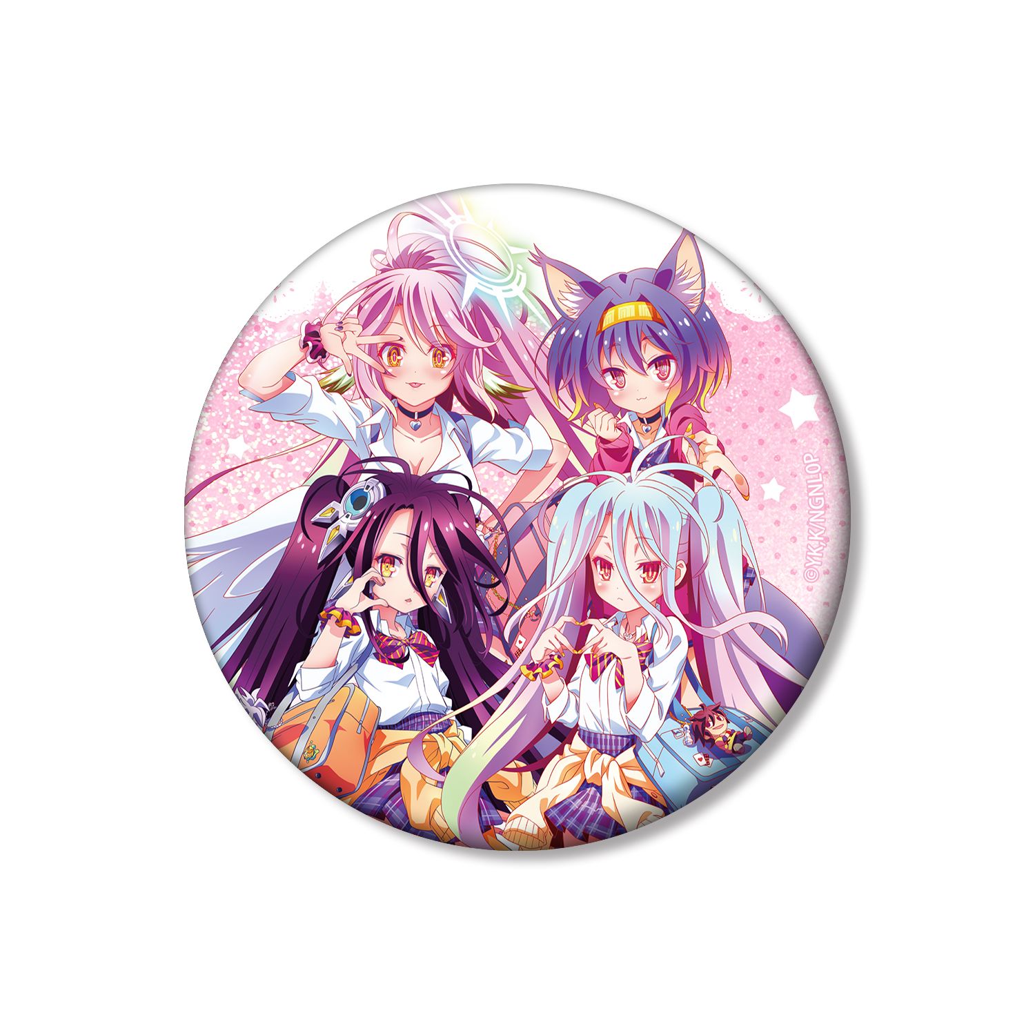 ノーゲーム・ノーライフ ゼロ 描き下ろし 集合 ギャル制服ver. 75mmホログラム缶バッジ - 公式商品画像 | AniSmile