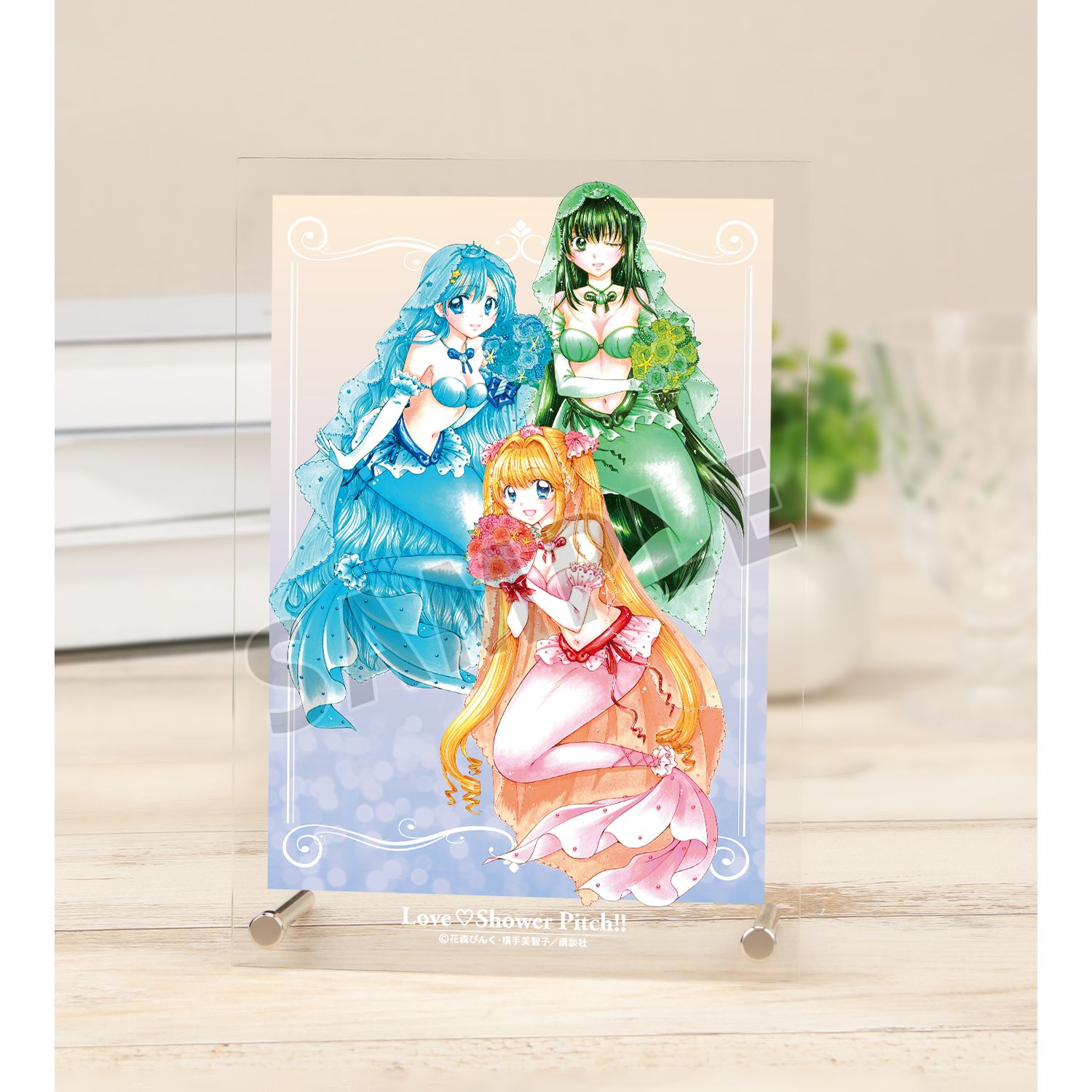 ぴちぴちピッチ 花森ぴんく先生 描き下ろし 集合 ウェディングマーメイドver. A5アクリルパネル 画像 6 | AniSmile