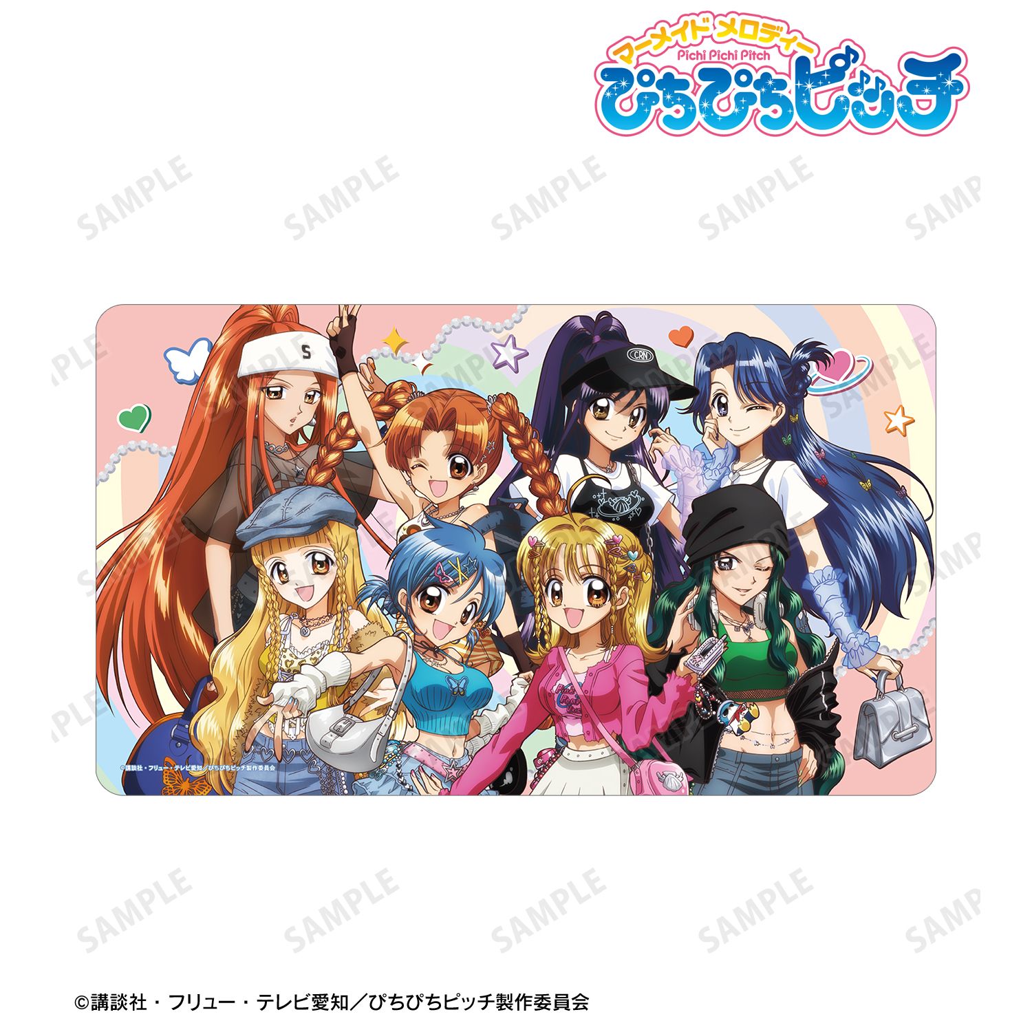 アニメ「ぴちぴちピッチ」 描き下ろし 集合 Y2Kファッションver. マルチデスクマット ver.B 画像 5 | AniSmile