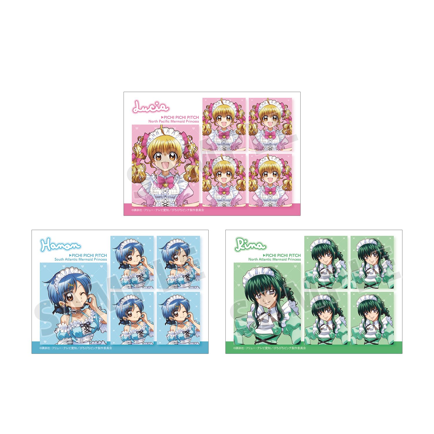 アニメ「ぴちぴちピッチ」 描き下ろし メイドver. プリントシール風ブロマイド3枚セット - 公式商品画像 | AniSmile