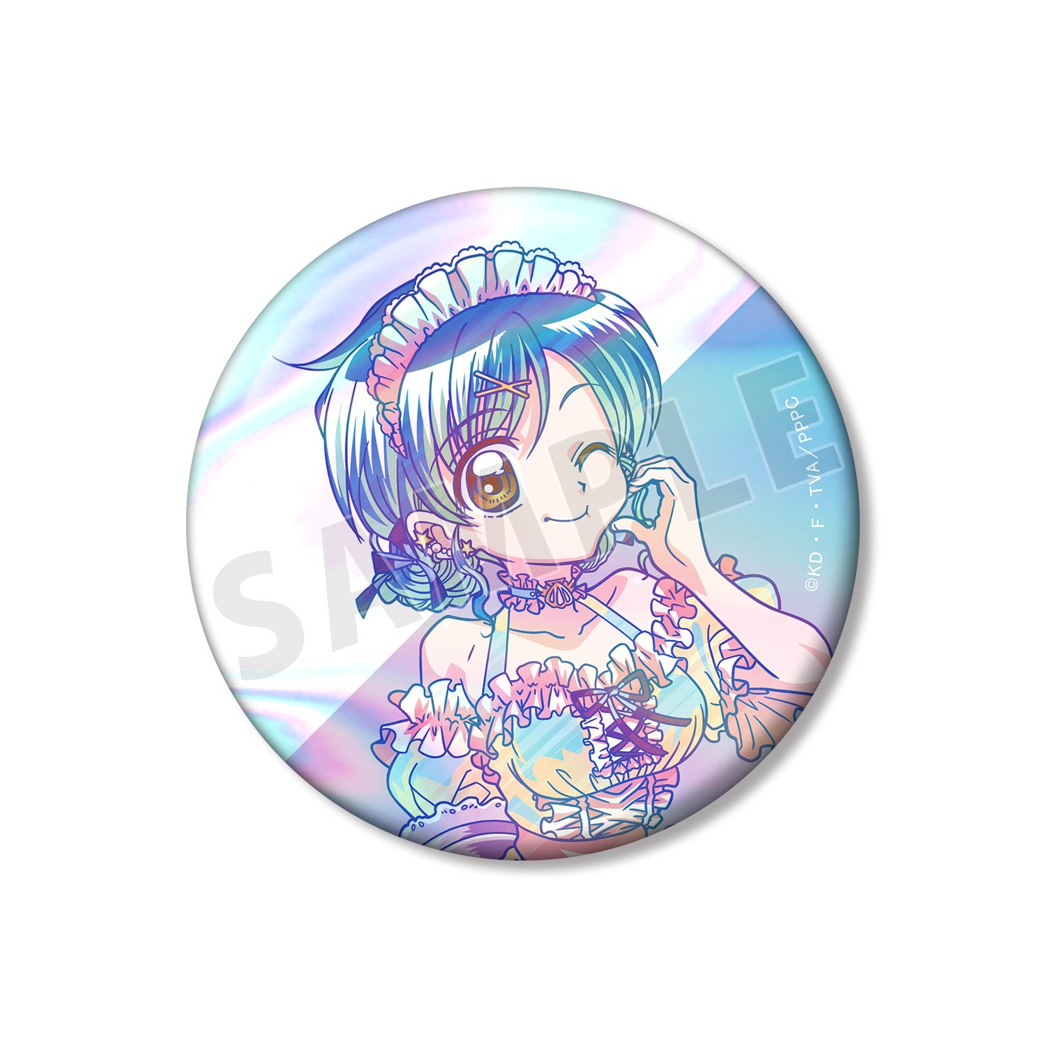 アニメ「ぴちぴちピッチ」 描き下ろし 宝生 波音 メイドver. Ani-Art clear label 75mmオーロラ缶バッジ 画像 3 | AniSmile