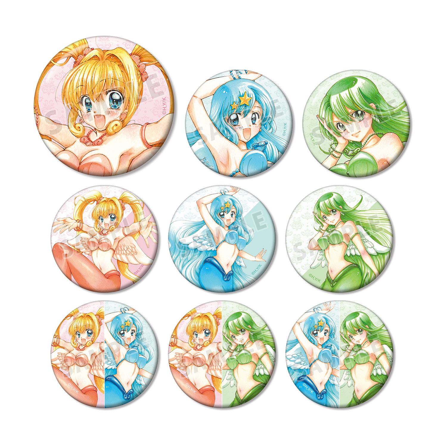 ぴちぴちピッチ 花森ぴんく先生 描き下ろし 羽を纏ったマーメイドver. トレーディング缶バッジ(単位/単品) 画像 5 | AniSmile