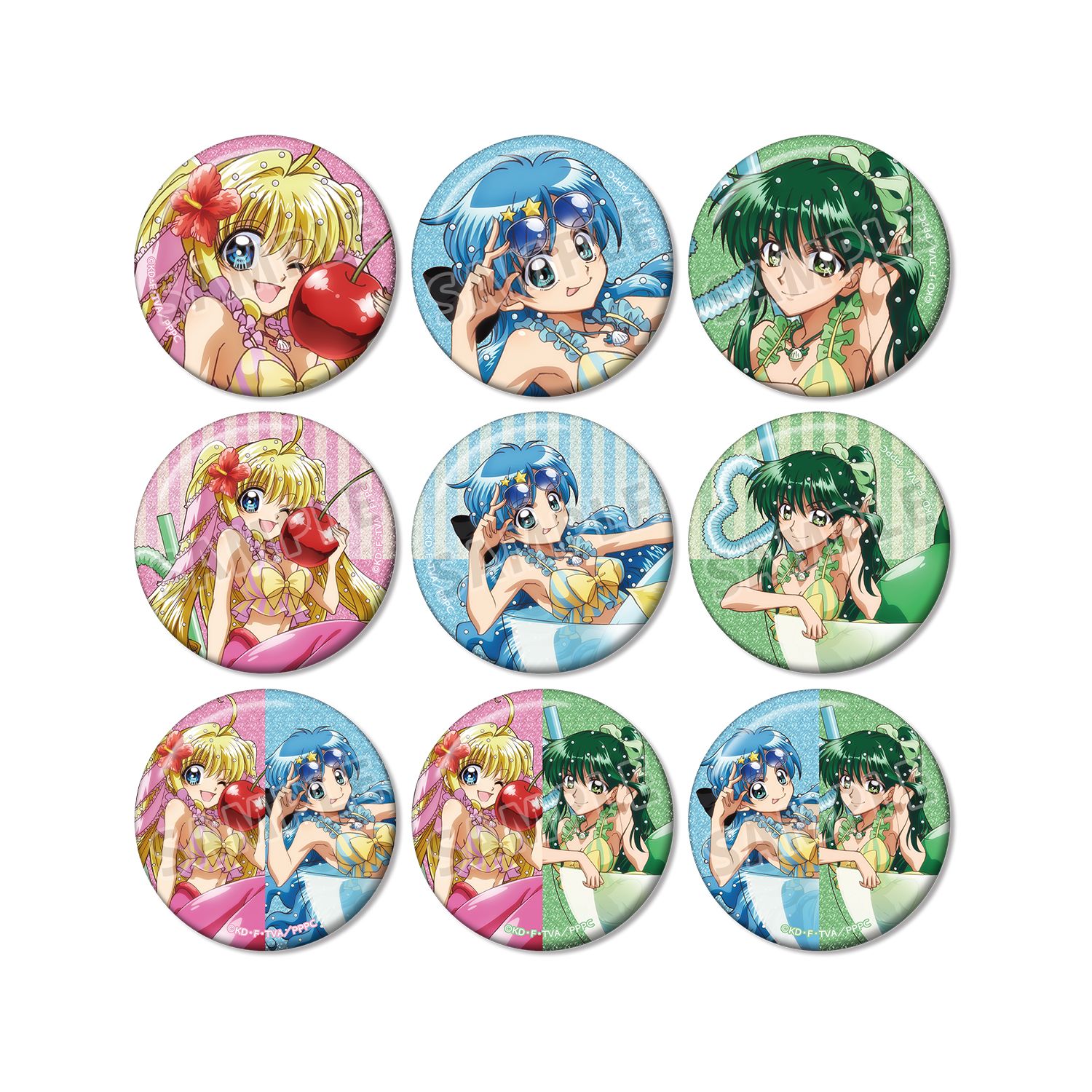 アニメ「ぴちぴちピッチ」 描き下ろし カクテルグラスver. トレーディンググリッター缶バッジ(単位/単品) 画像 5 | AniSmile
