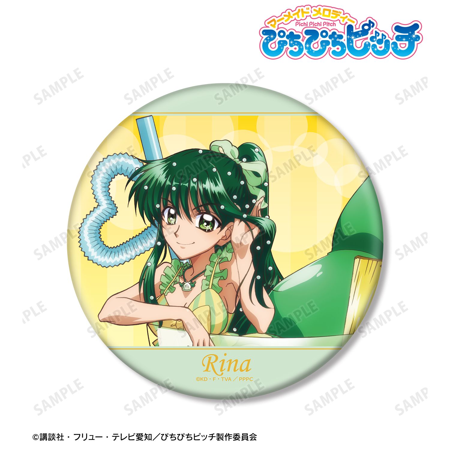 アニメ「ぴちぴちピッチ」 描き下ろし リナ カクテルグラスver. BIG缶バッジ 画像 6 | AniSmile