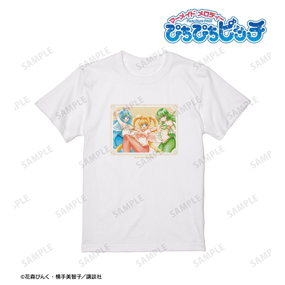 ぴちぴちピッチ 花森ぴんく先生 描き下ろし 集合 羽を纏ったマーメイドver. Tシャツメンズ(サイズ/S) 画像 2 | AniSmile
