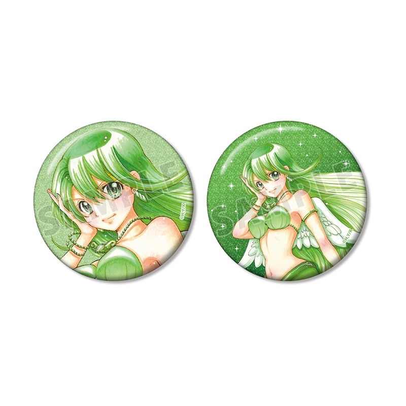 ぴちぴちピッチ 花森ぴんく先生 描き下ろし リナ 羽を纏ったマーメイドver. グリッター缶バッジ 2個セット - 公式商品画像 | AniSmile