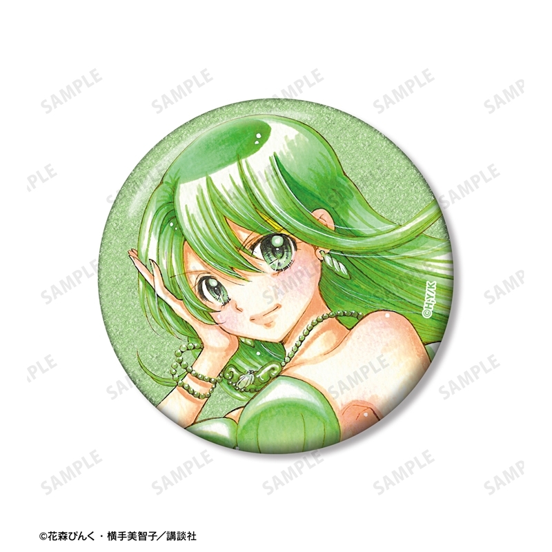 ぴちぴちピッチ 花森ぴんく先生 描き下ろし リナ 羽を纏ったマーメイドver. グリッター缶バッジ 2個セット 画像 3 | AniSmile