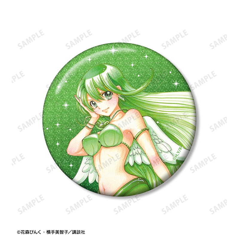 ぴちぴちピッチ 花森ぴんく先生 描き下ろし リナ 羽を纏ったマーメイドver. グリッター缶バッジ 2個セット 画像 4 | AniSmile