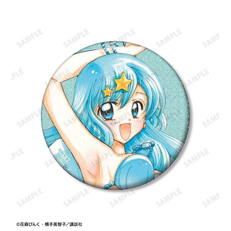 ぴちぴちピッチ 花森ぴんく先生 描き下ろし 波音 羽を纏ったマーメイドver. グリッター缶バッジ 2個セット 画像 3 | AniSmile