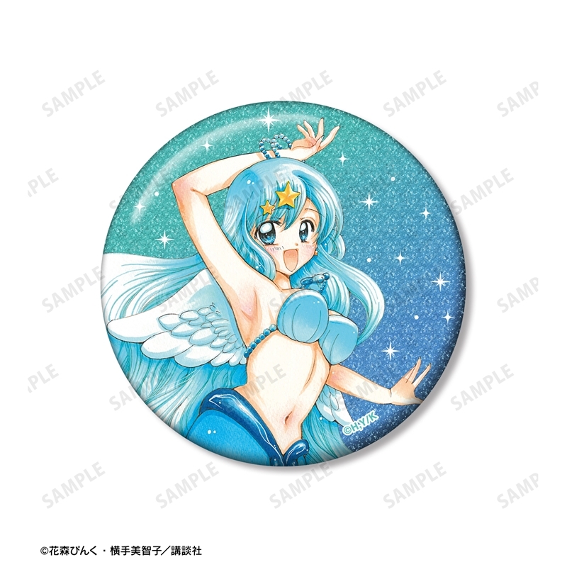 ぴちぴちピッチ 花森ぴんく先生 描き下ろし 波音 羽を纏ったマーメイドver. グリッター缶バッジ 2個セット 画像 4 | AniSmile