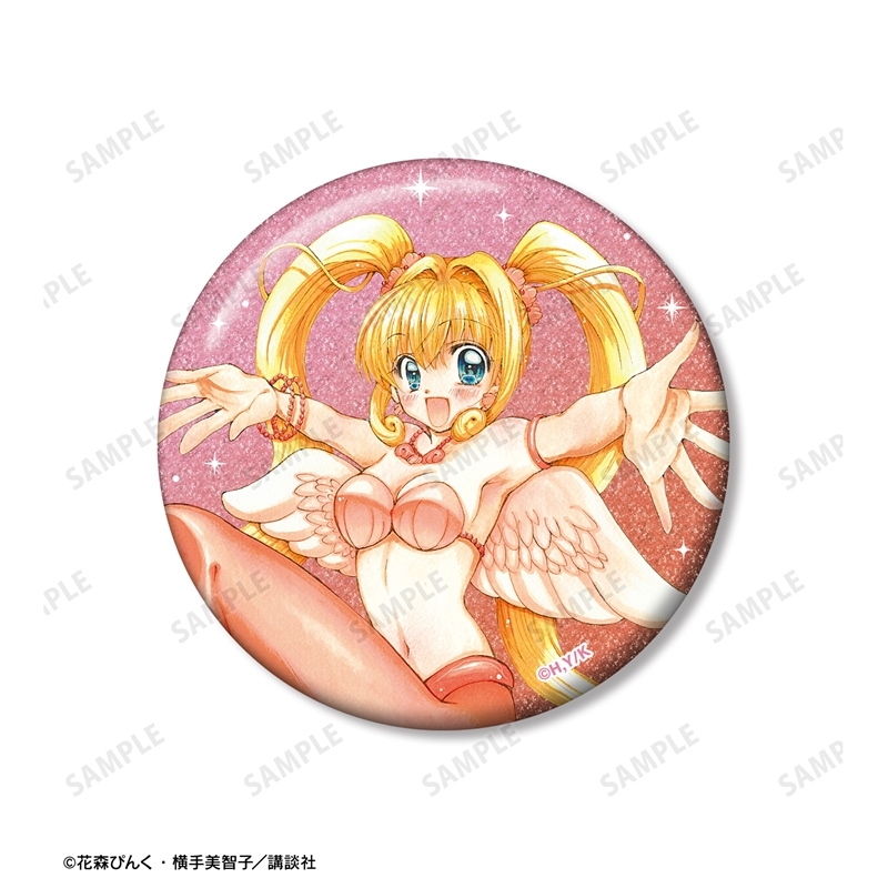 ぴちぴちピッチ 花森ぴんく先生 描き下ろし るちあ 羽を纏ったマーメイドver. グリッター缶バッジ 2個セット 画像 4 | AniSmile