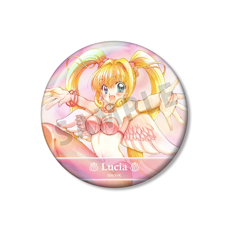 ぴちぴちピッチ 花森ぴんく先生 描き下ろし るちあ 羽を纏ったマーメイドver. オーロラ缶バッジ - 公式商品画像 | AniSmile
