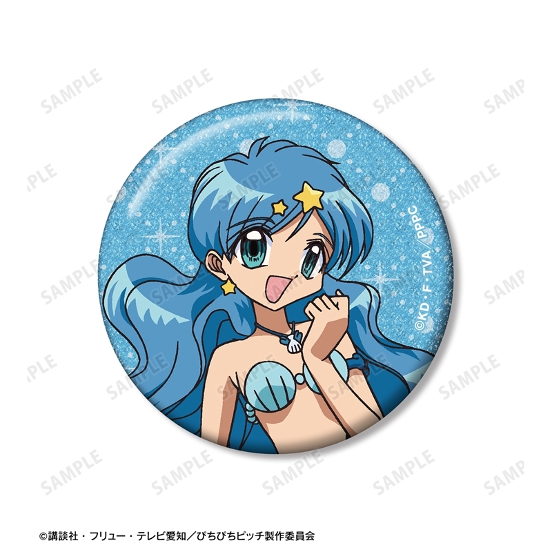 アニメ「ぴちぴちピッチ」 波音 グリッター缶バッジ 3個セット 画像 4 | AniSmile