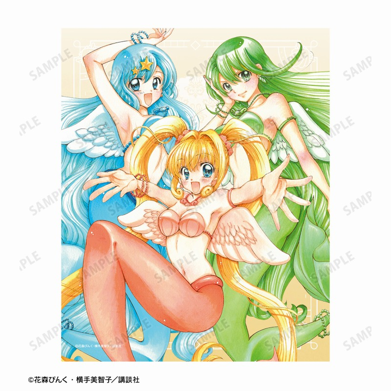 ぴちぴちピッチ 花森ぴんく先生 描き下ろし 集合 羽を纏ったマーメイドver. キャンバスボード 画像 3 | AniSmile