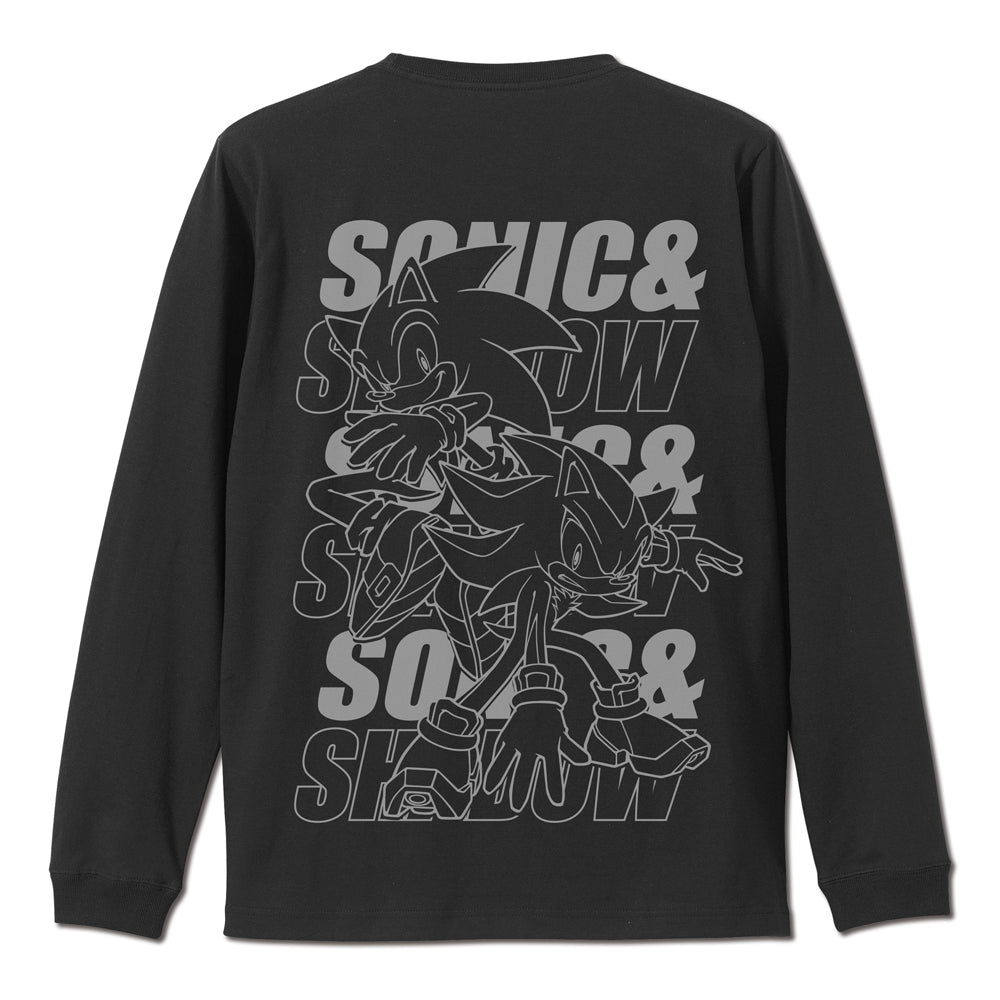 ソニック・ザ・ヘッジホッグ SONIC&SHADOW 袖ロングスリーブTシャツ/BLACK-S 画像 2 | AniSmile